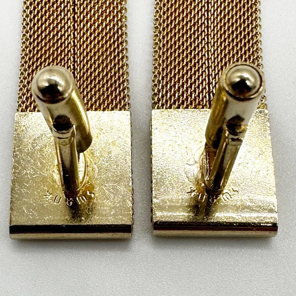 Vintage Swank Mesh & Brushed Gold Square Cufflinks